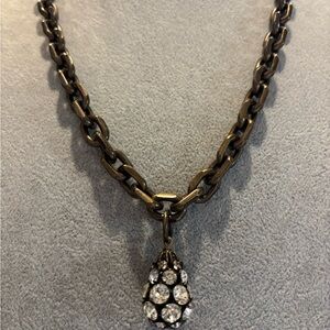 Handmade vintage chain with vintage rhinestone pendant necklace!  So sparkly!